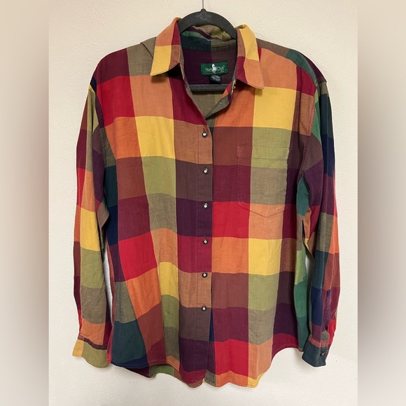 VTG Large check plaid hunt club button down XL - Picture 2 of 9